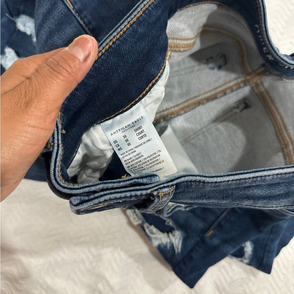 American Eagle Outfitters Ripped Dark Blue Skinny Jeans 00 short - Picture 2 of 3